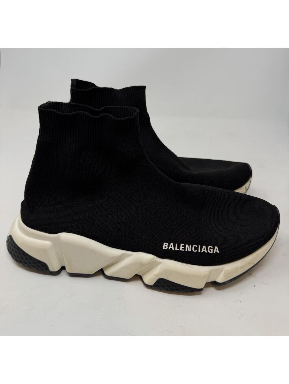 Balenciaga Speed 1.0 Sock Sneaker Black Knit White EU 39 UK 6 US Women 9 Men 6